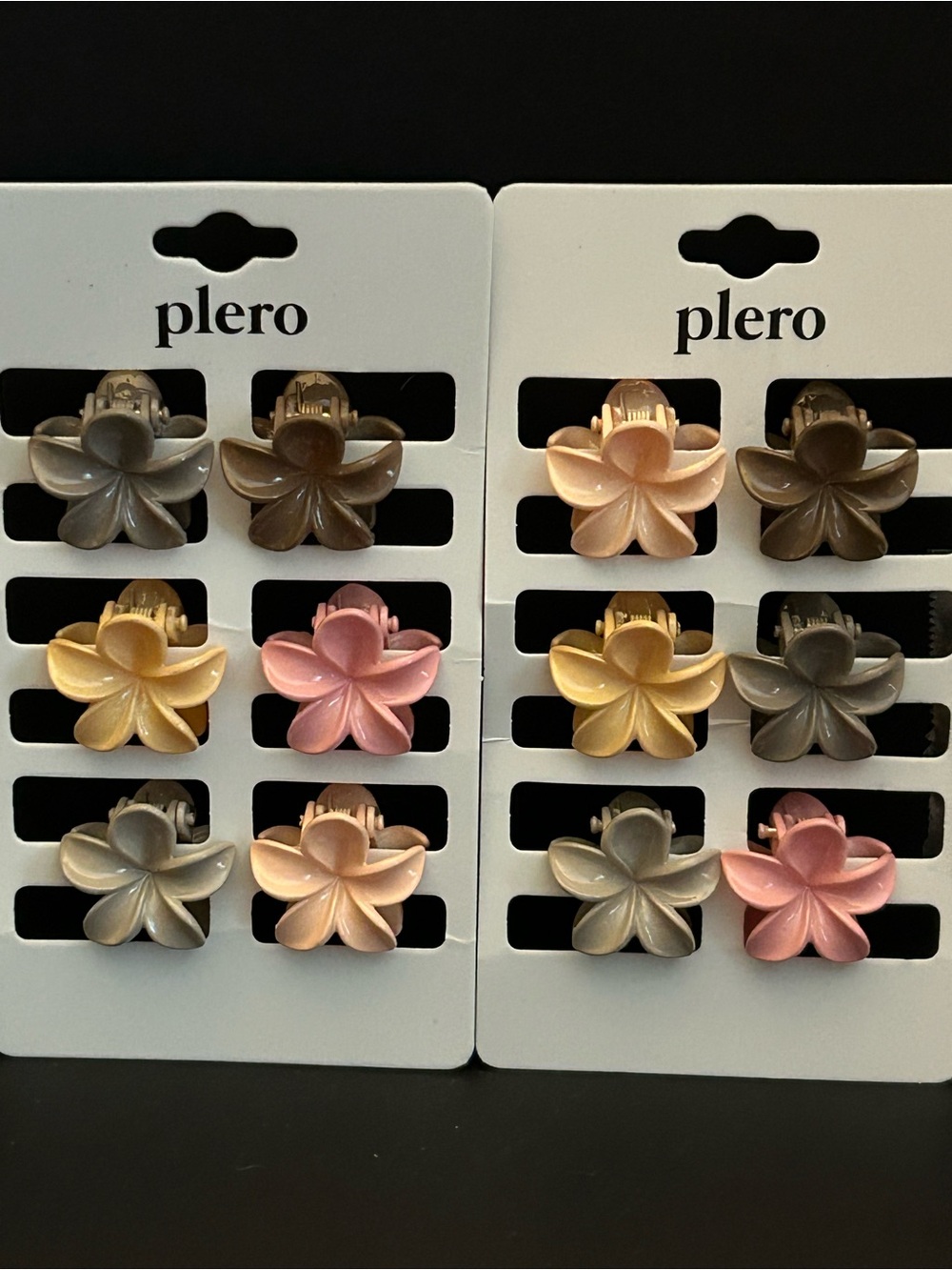Floral Mini Hair Claw Clip Set of Two in Pink, Yellow, Cream, Gray & Green NWT